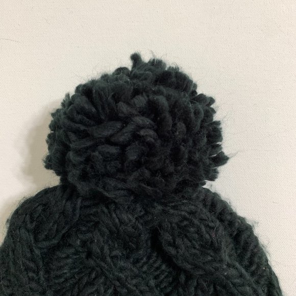 ALDO Black Chunky Knit Pompom Beanie Cable Knit One Size - Picture 2 of 8